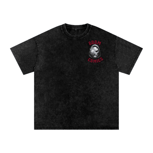 Snow Washed Oversized Cotton T-Shirt - DOOM COMICS